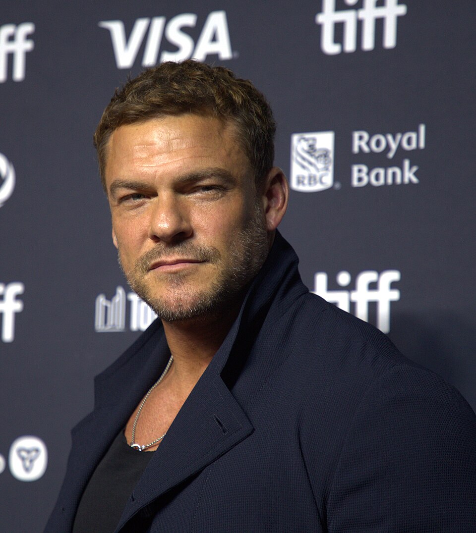 Alan Ritchson speaking at a film event