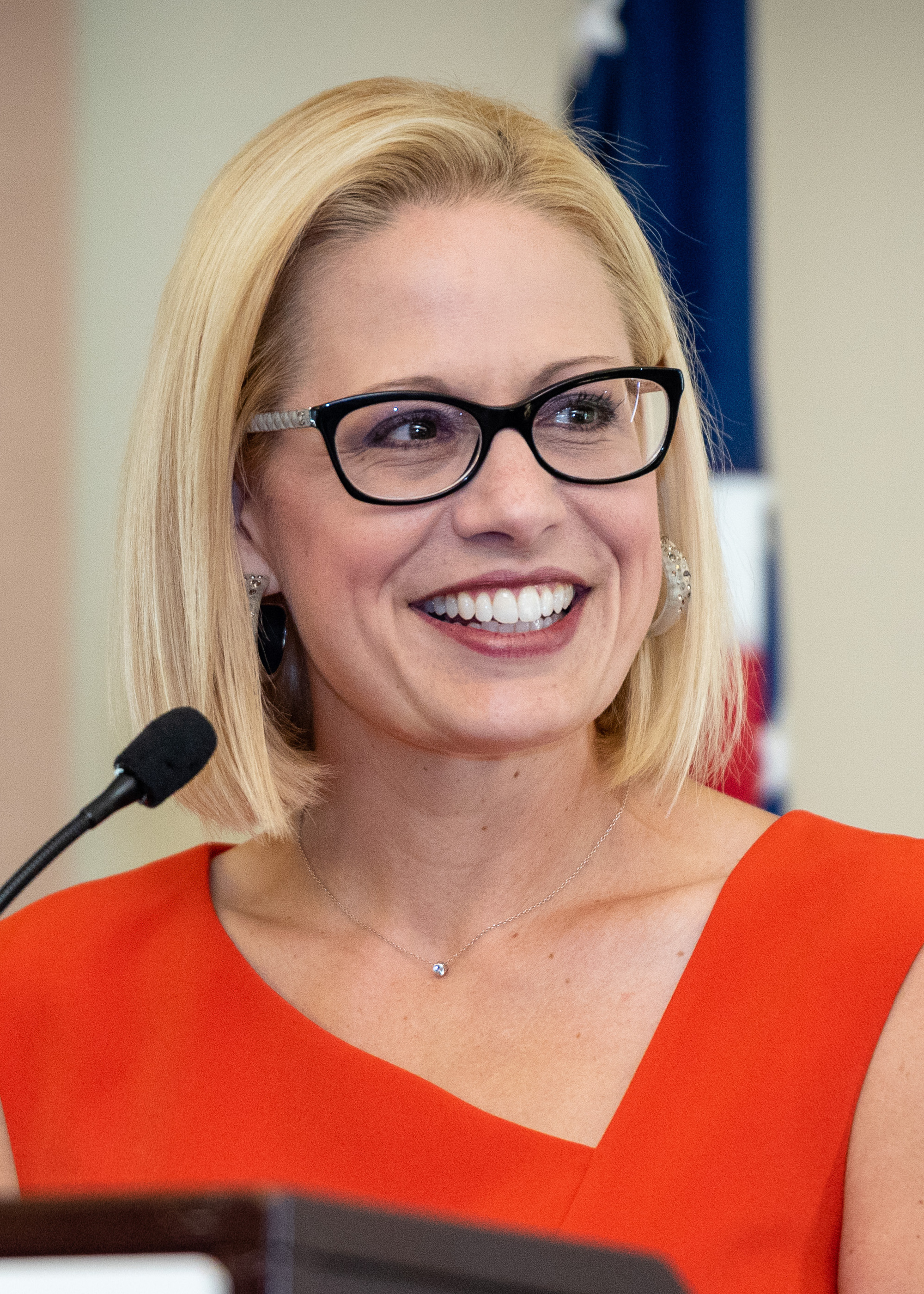 Kyrsten Sinema speaking at an official event