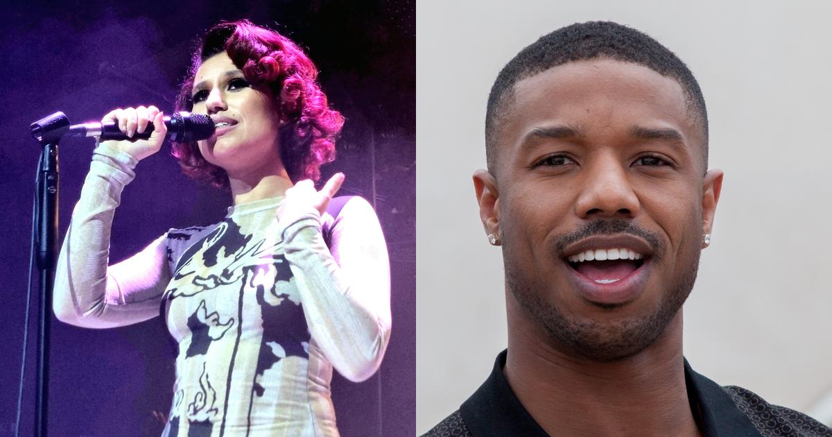 Raye and Michael B. Jordan dating rumors red carpet portrait